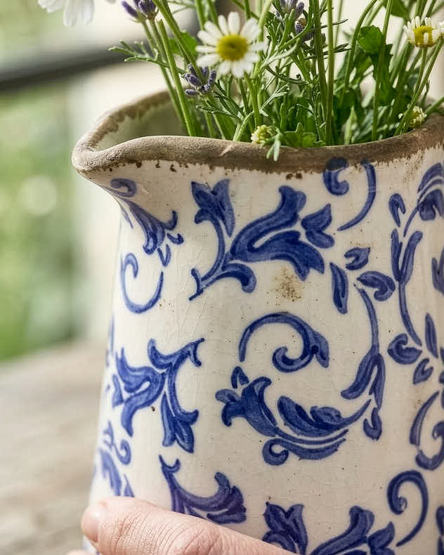 Solene Blue Botanical Pitcher Jug - Image 3