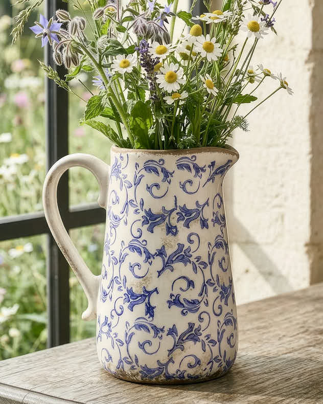 Solene Blue Botanical Pitcher Jug - Image 4