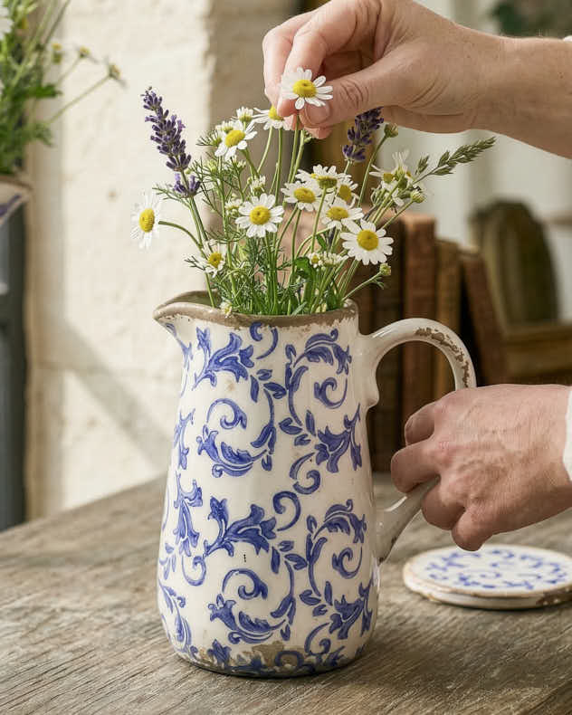 Solene Blue Botanical Pitcher Jug - Image 5