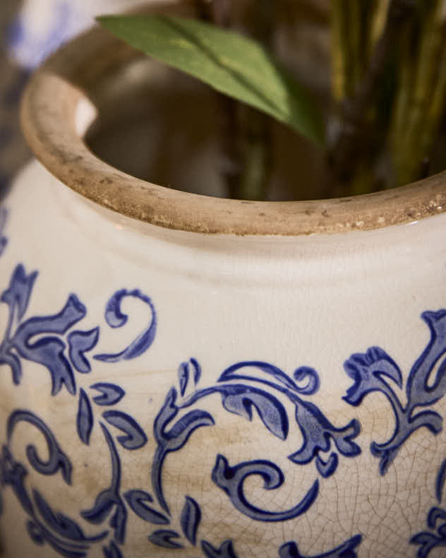 Solene Blue Botanical Urn Vase - Image 5