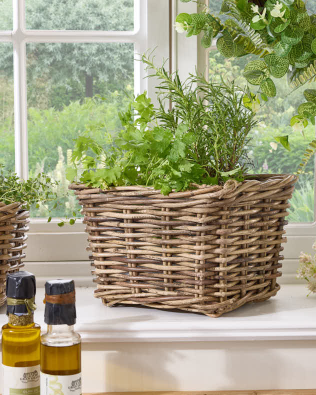 Square Lined Herb Planter Baskets - Image 3