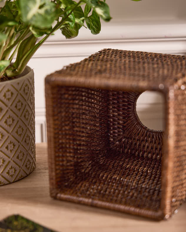 Square Natural Rattan Tissue Box Cover - Image 4
