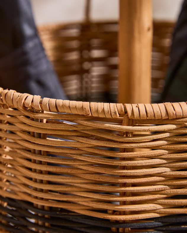 Striped Wicker Umbrella Stand - Image 3