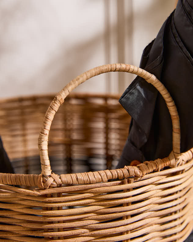 Striped Wicker Umbrella Stand - Image 4