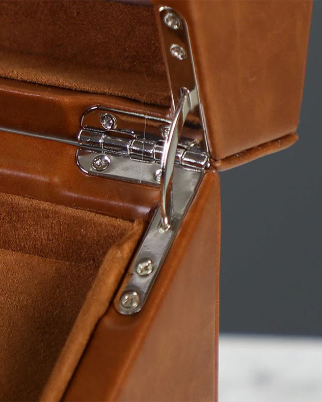 Tan Brown Leather Double Watch Display Case - Image 4