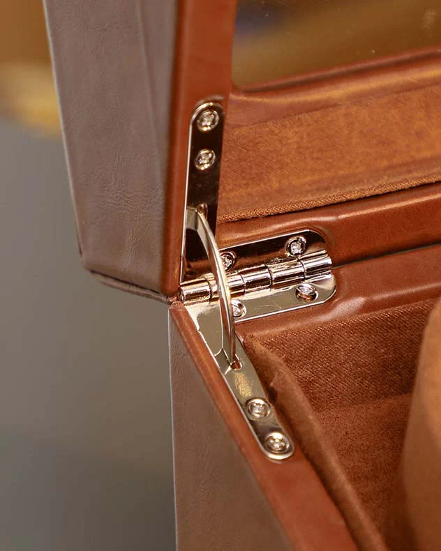 Tan Brown Leather Single Watch Display Case - Image 3