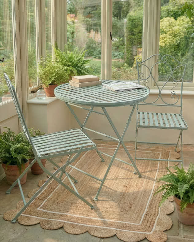 Green Scrolled 3 Piece Indoor Bistro Set - Image 3