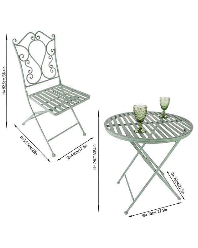 Green Scrolled 3 Piece Indoor Bistro Set - Image 6