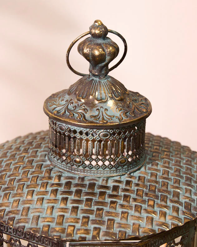 Verdigris Candle Lantern on Stand - Image 2
