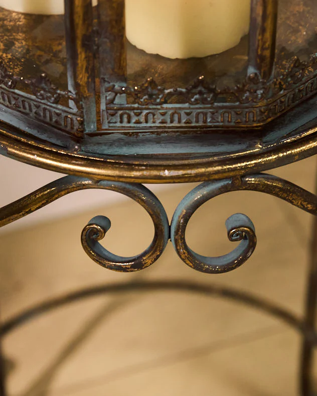 Verdigris Candle Lantern on Stand - Image 4