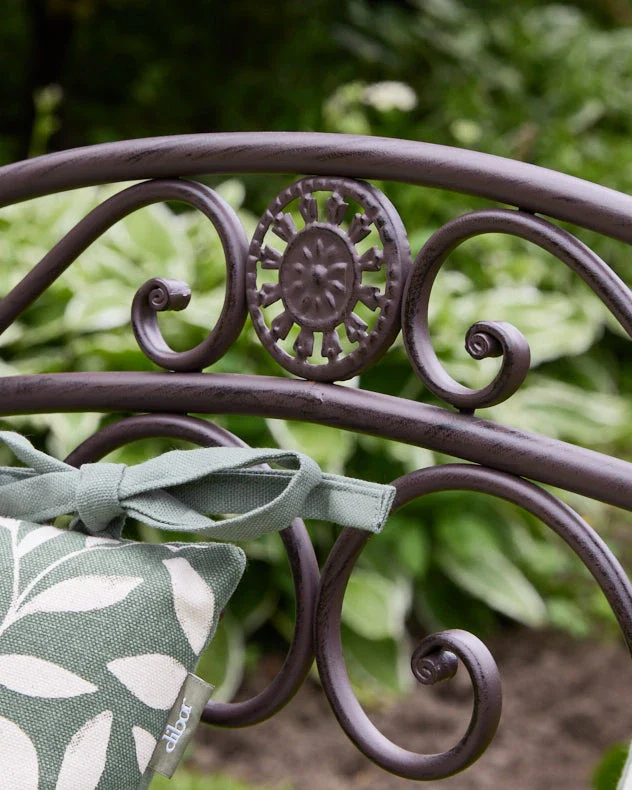 Heart Scrolled Iron Garden Bench - Image 2