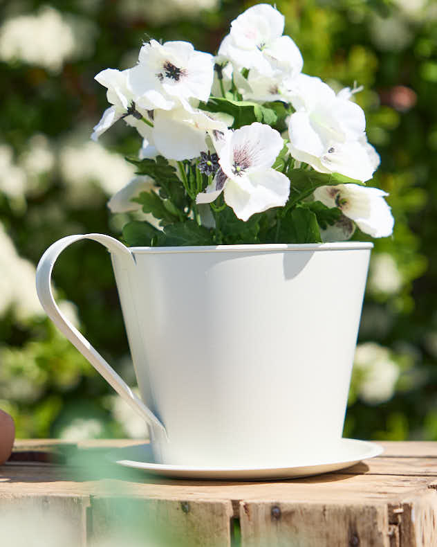 Vintage Cream Tea Cup Planter - Image 4