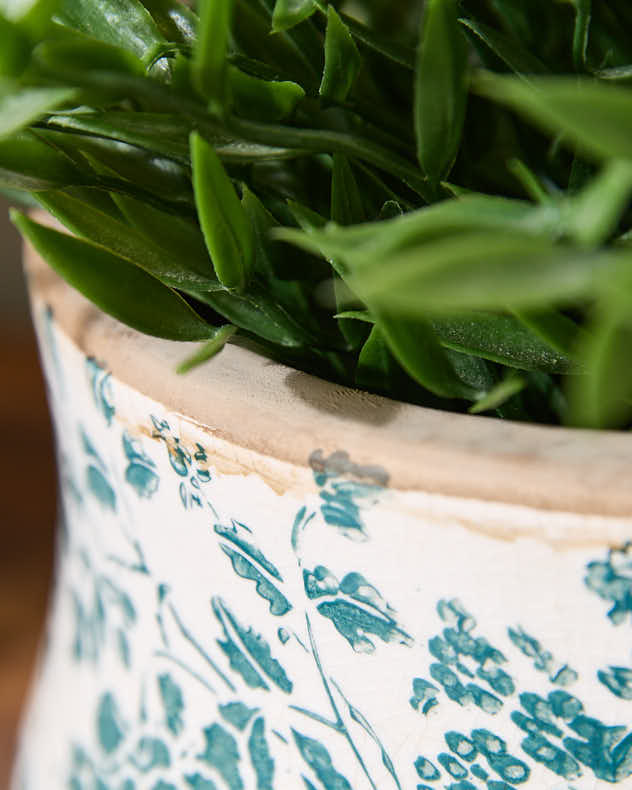 Vintage Green Floral Planter - Image 2