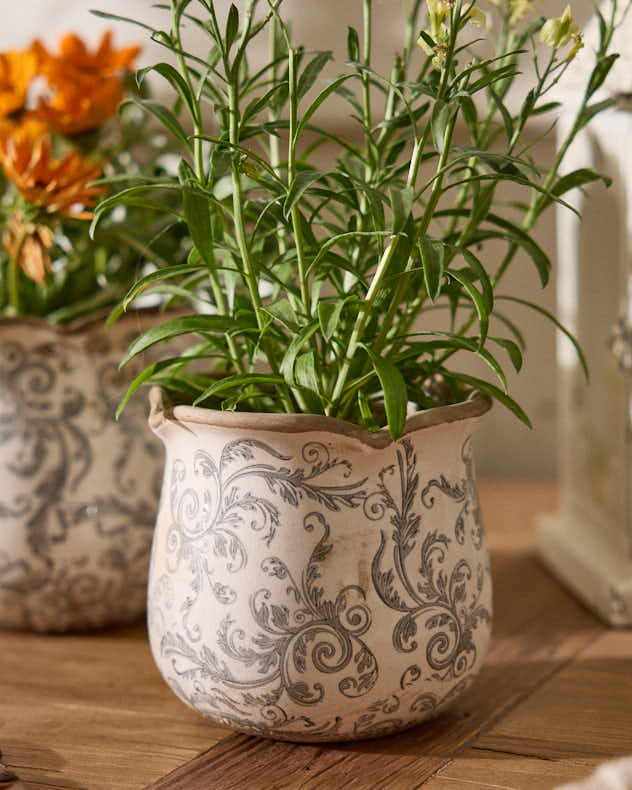 Vintage Grey Patterned Planter Collection - Image 2