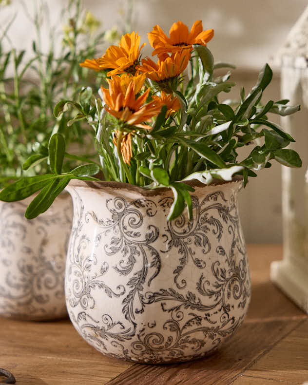 Vintage Grey Patterned Planter Collection - Image 3