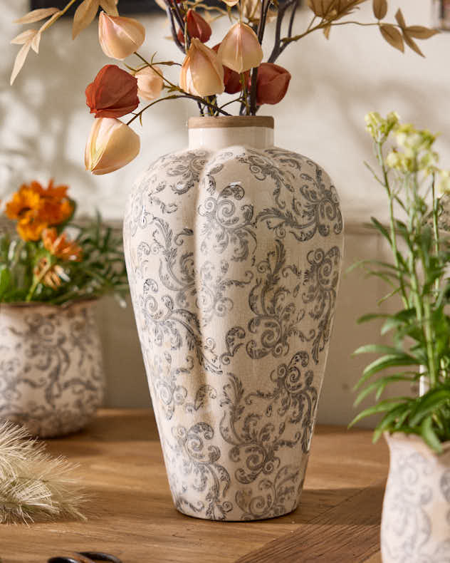Vintage Grey Patterned Planter Collection - Image 4