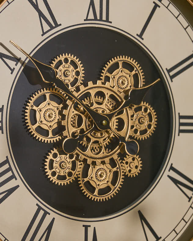 Vintage Brass Effect Mechanical Wall Clock - Image 3