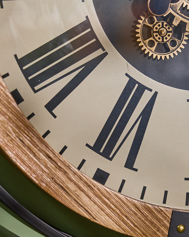 Vintage Wood Mechanical Wall Clock - Image 4