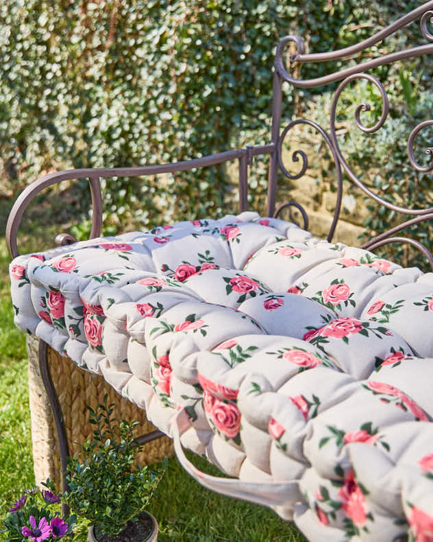 Vintage Rose Garden Bench Cushion - Image 3