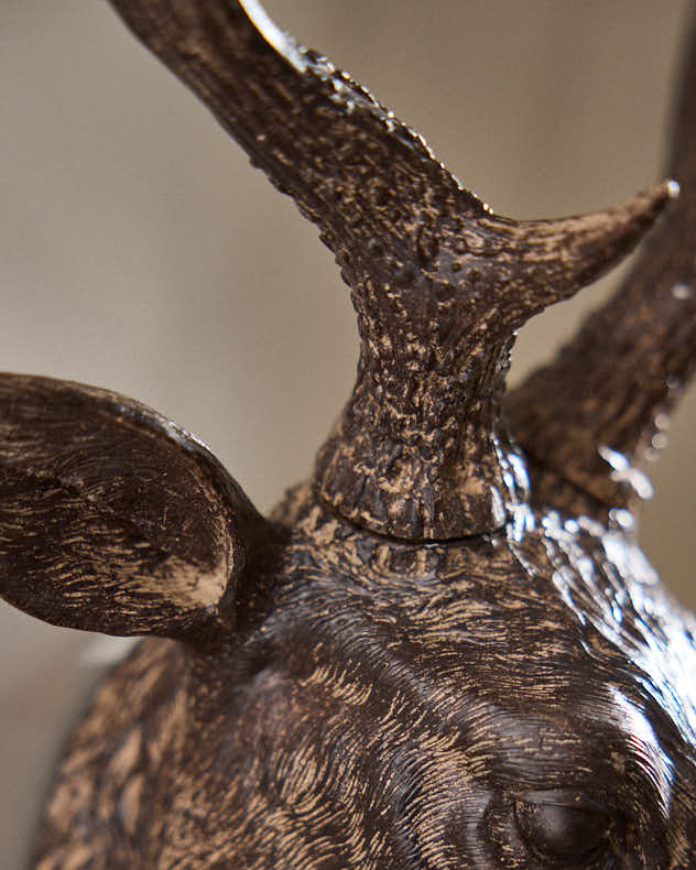 Wall Mounted Oakwood Effect Stag Head - Image 2
