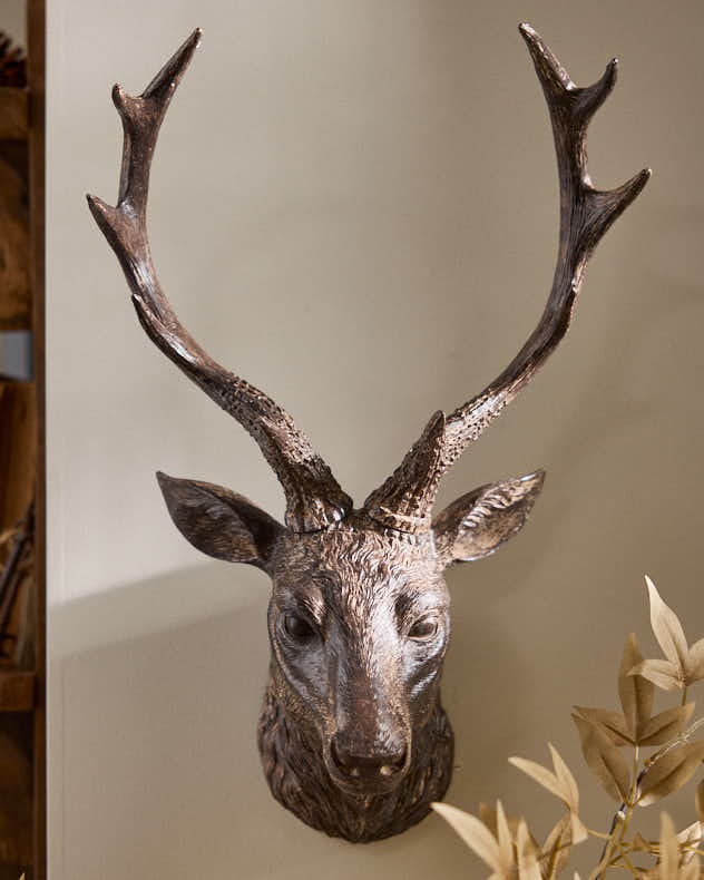 Wall Mounted Oakwood Effect Stag Head - Image 3