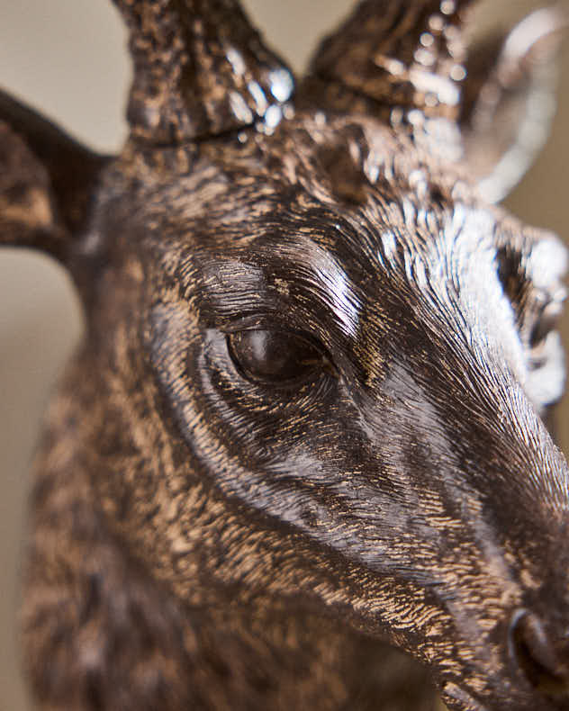 Wall Mounted Oakwood Effect Stag Head - Image 4