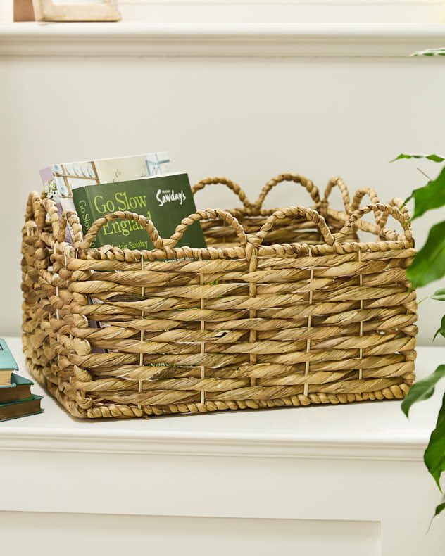 Water Hyacinth Scalloped Storage Baskets - Image 3