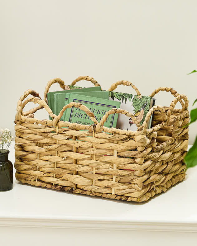 Water Hyacinth Scalloped Storage Baskets - Image 4