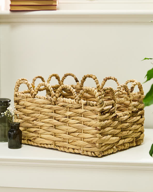 Water Hyacinth Scalloped Storage Baskets - Image 5