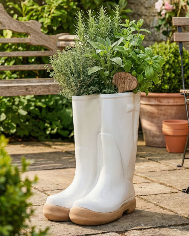 Welly Boot Ceramic Planter with Personalised Marker - Image 11