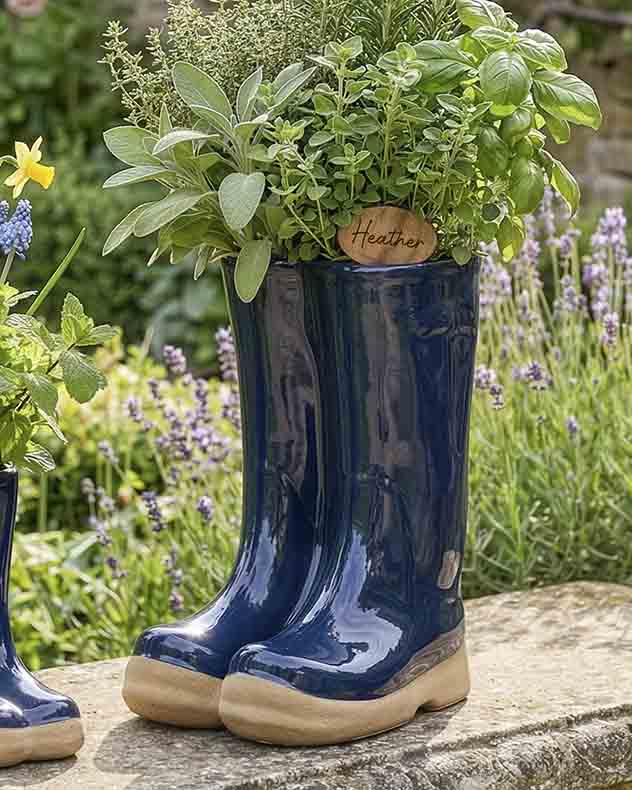 Welly Boot Ceramic Planter with Personalised Marker - Image 18