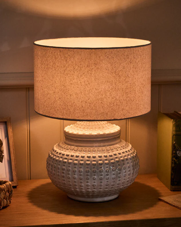 Dimpled White Ceramic Table Lamp - Image 3