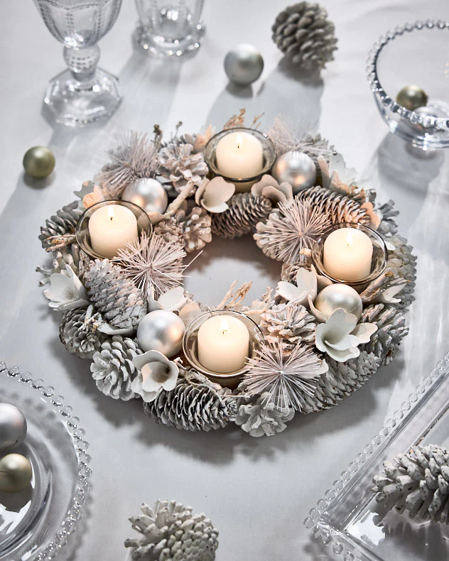 White Christmas Tealight Centrepiece