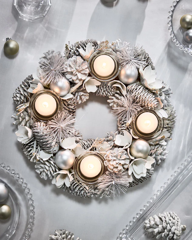 White Christmas Tealight Centrepiece - Image 4