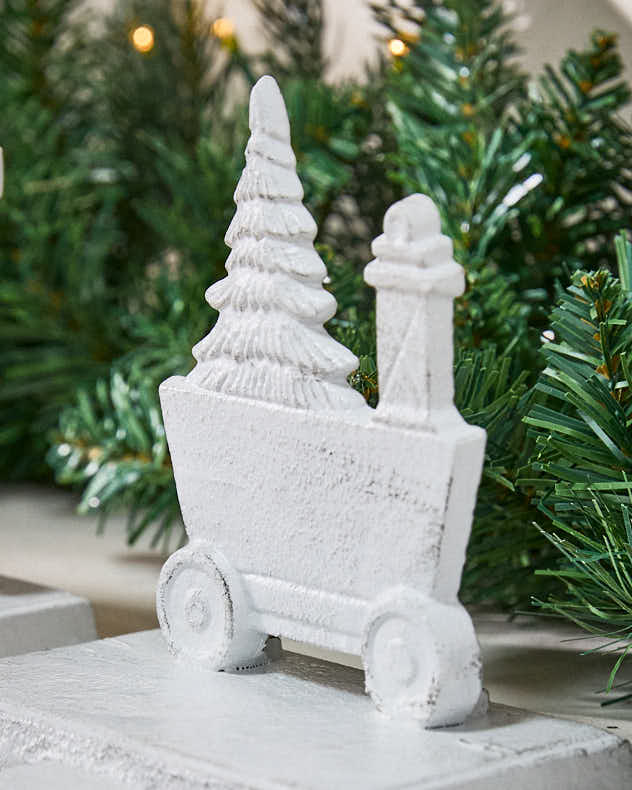 White Family of 4 Train Christmas Stocking Holder Set - Image 4