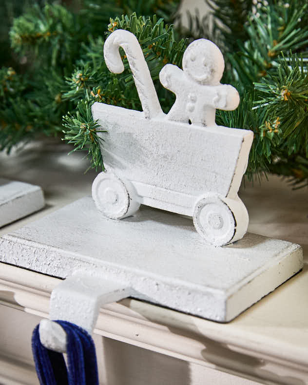 White Family of 4 Train Christmas Stocking Holder Set - Image 6
