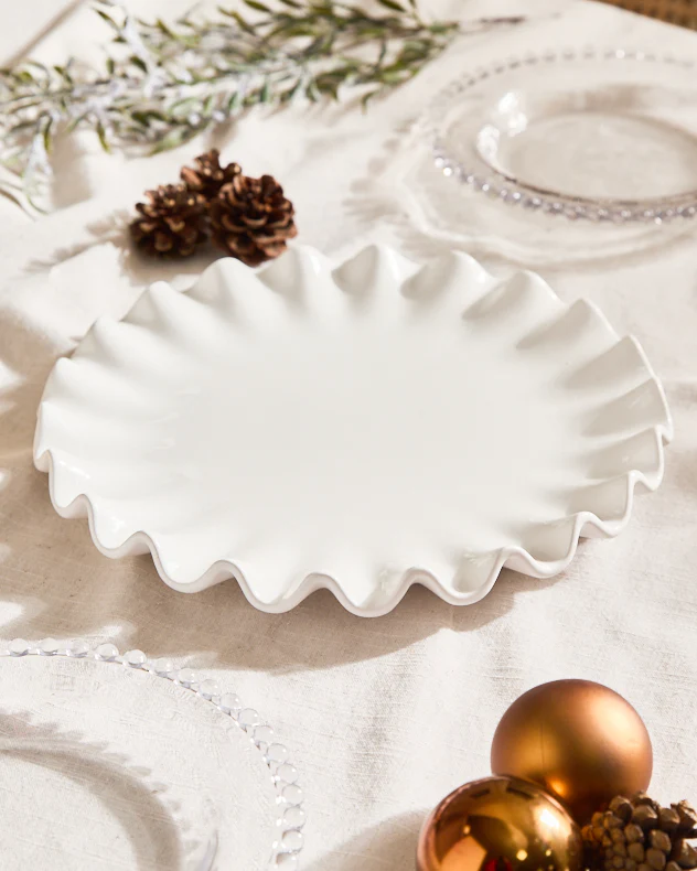 White Frilled Cake Plate - Image 3