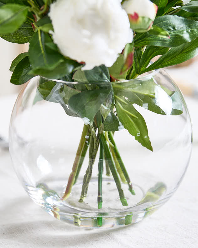 White Peonies in Globe Vase - Image 3