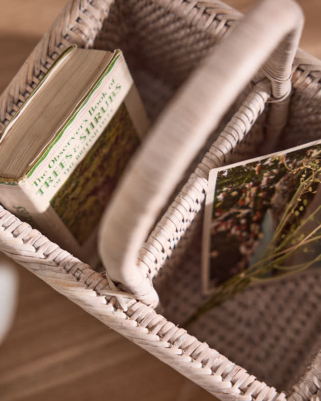 White Rattan Double Storage Basket - Image 4