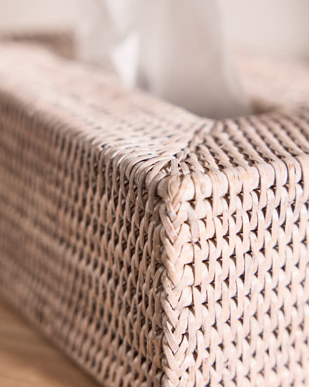 White Rattan Tissue Box Cover - Image 3