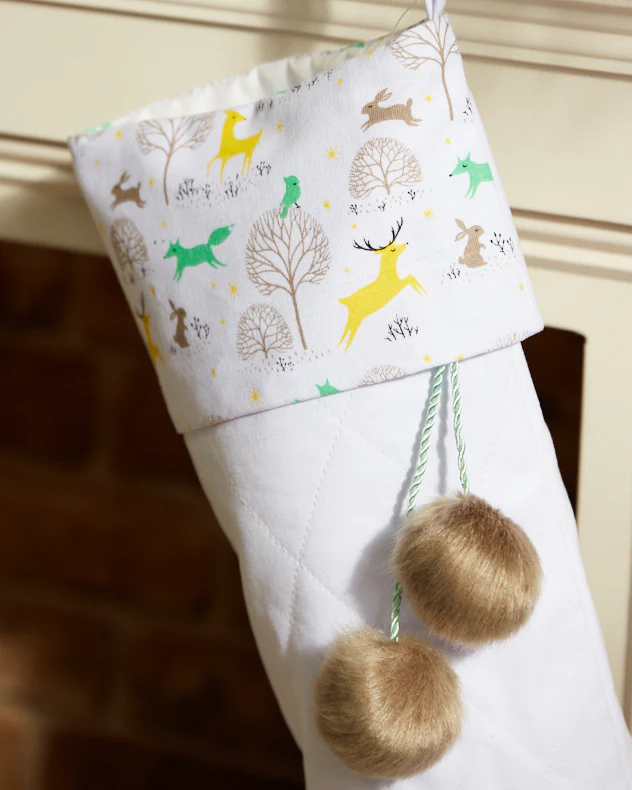 White Woodland Christmas Stocking - Image 3