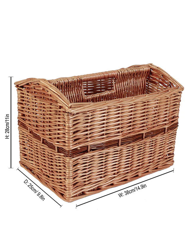 Wicker Double Magazine Rack Basket - Image 5