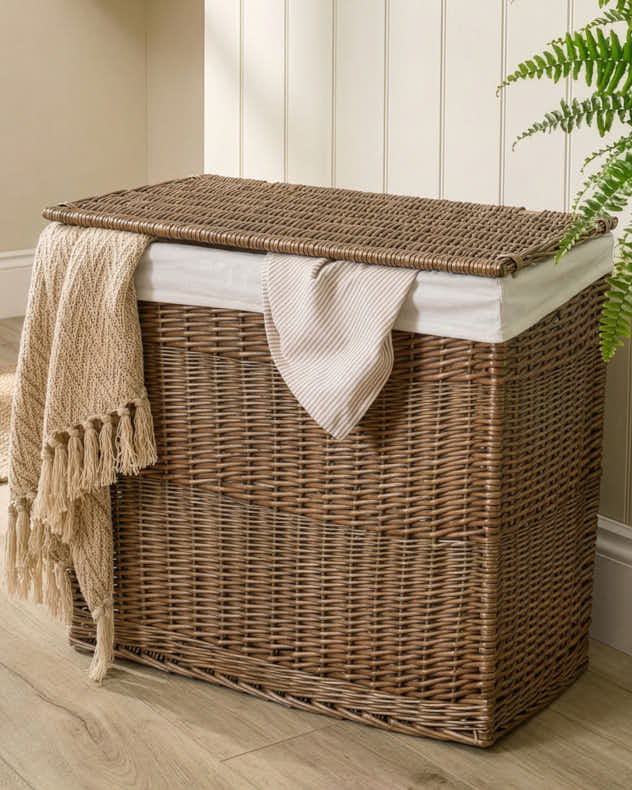 Wicker Laundry Basket with Partition - Image 3