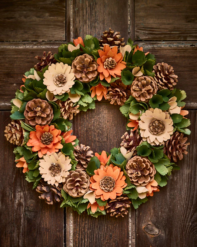Wood Floral and Pine Centrepiece
