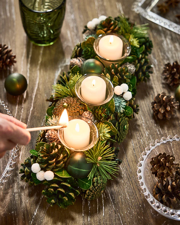 Woodland Green Christmas Candle Holder Collection - Image 2