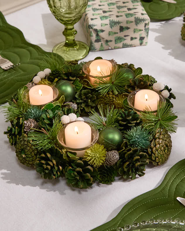 Woodland Green Christmas Candle Holder Collection - Image 3