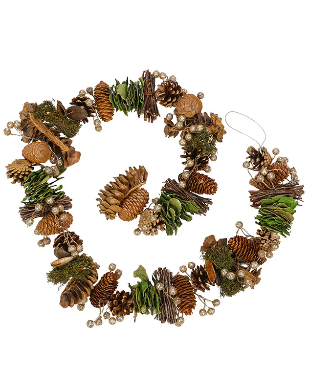 Woodland Walk Natural Christmas Garland - 120cm - Image 6