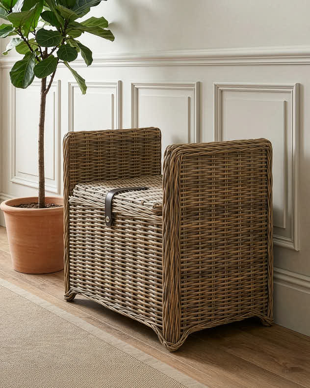 Woven Bench and Storage Trunk - Image 2
