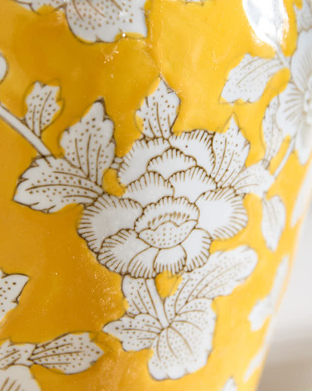 Yellow Floral Ceramic Vase - Image 4